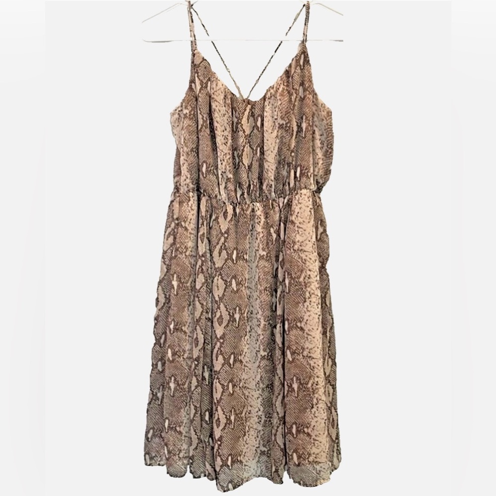 Banana Republic Petite Snake Print Slip Dress SP Midi Lined Vacation Dress